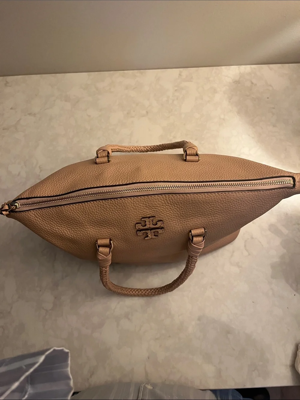 Tory Burch Taylor leather Slouchy Satchel Bag - Devon Sand  no crossbody strap